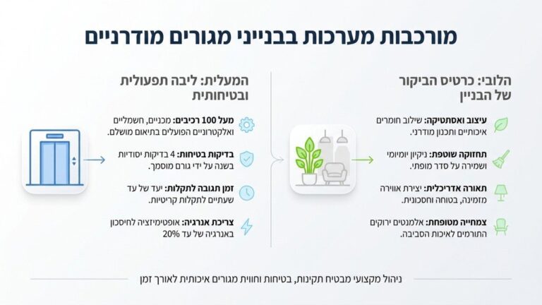 לובי של בניין מגורים מודרני מתוחזק היטב על ידי חברת ניהול מקצועית